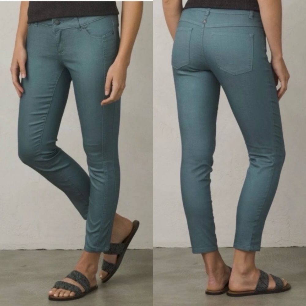 Prana 6 / 28 Carlotta Crop Pants Starling Green Blue W41180056 - Picture 2 of 10